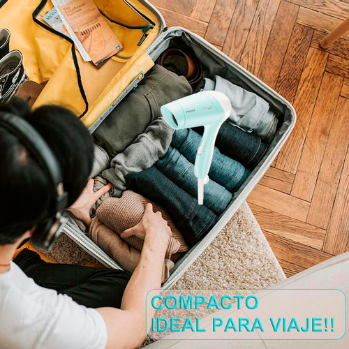 Secador De Pelo Philips Cabello Viaje 1000w Profesional Celeste