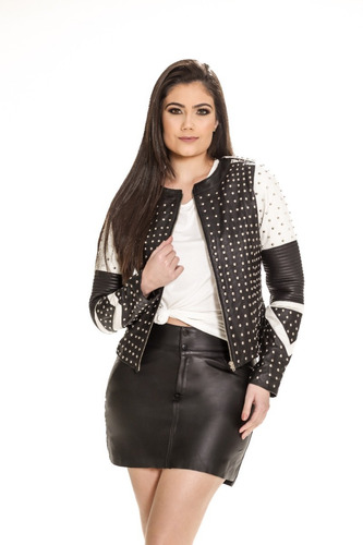 Jaqueta Bomber Luxury Couro Legítimo Feminina