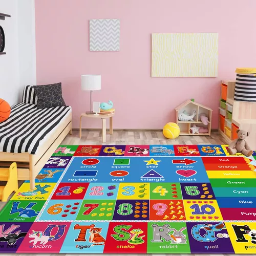 Alfombra de juego para bebés para el suelo, alfombra educativa de animales  ABC para niños, antideslizante, suave, alfombra de juegos para niños