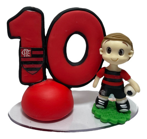 Vela Topo De Bolo Em Biscuit Jogador De Futebol 2 Numero