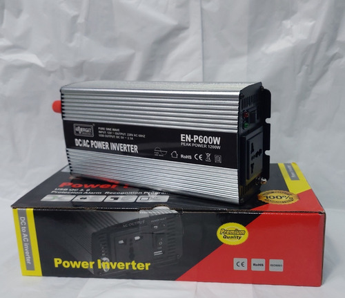 Imagen 2 de 3 de Inversor De 600w, 12v A 220v Onda Senoidal Pura - Energit