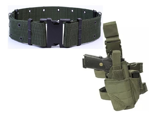 Cinturon Tactico Militar Na + Funda Pistola Airsoft Replica