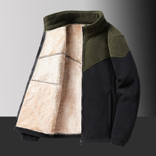 Jaqueta Masculina De Pele De Cordeiro Com Lã Grossa E Blusa