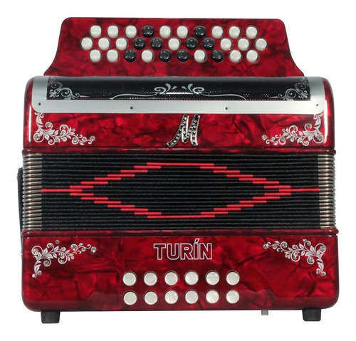 Moretti Turin Red Acordeón De Botones Tono Fa Funda Correas Color Rojo