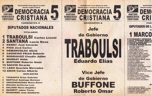 Boleta Electoral  Democracia Cristiana  -  Traboulsi    2003