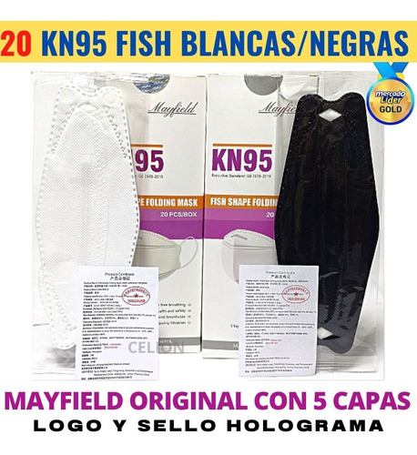 Imagen 1 de 9 de Mascarillas Kn95 Fish X20u Precio Por Mayor Originales Cefda