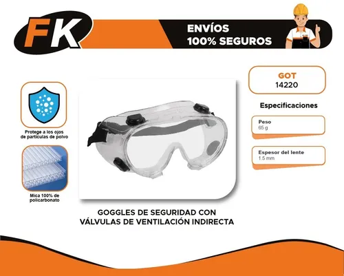 Goggles De Seguridad Con V lvulas De Ventilaci n 14220