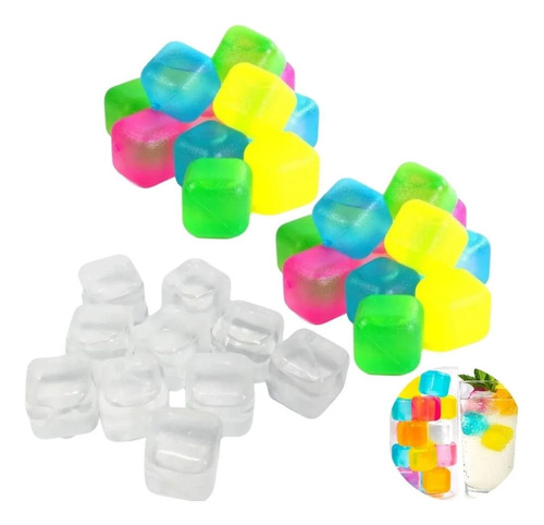 Kit Gelo Artificial 10 Cubos Transparentes E 16 Coloridos Re