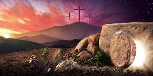 Telón De Fondo De Pascua Con Cruz De Jesucristo, Salida Del 