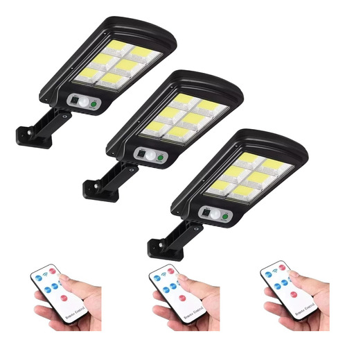 3 Lamparas Luz Foco Solar 240 Led Exterior C/ Sensor,control