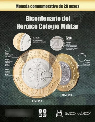  Moneda 20 Pesos Heroico Colegio Sin Circular (10 Piezas)