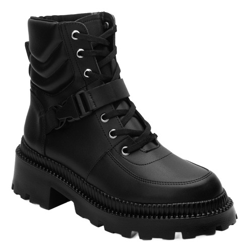 Bota Tipo Combat Militar Con Broche Late Y Negro Models 3711