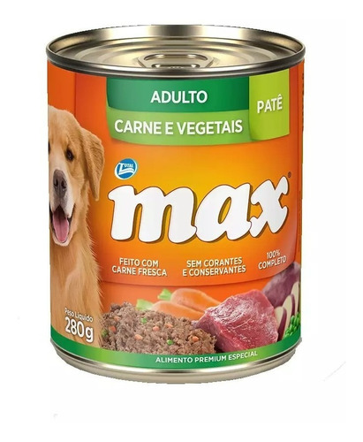 Imagem 1 de 2 de Ração Úmida Patê Premium Cães Adulto Carne Vegetais 280g Max