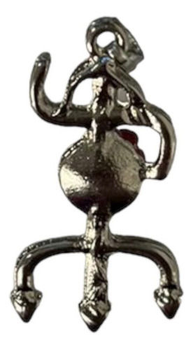 Pingente Tridente Pomba Gira Rosa Vermelha 2,9 Cm Níquel Cor Prateado