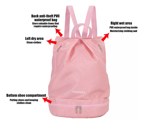 M Mochila De Natación Con Compartimento Para Zapatos -