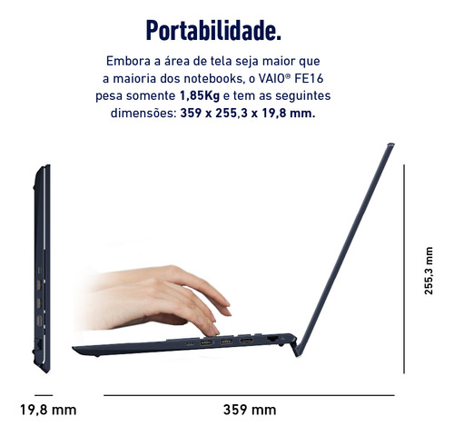 Notebook Vaio Fe 16 Amd Ryzen 7-5825u Linux 16gb 512gb Ssd Tela 16 Ips Wuxga Antirreflexo - Cinza Grafite - Vjfe69f11xb0121h