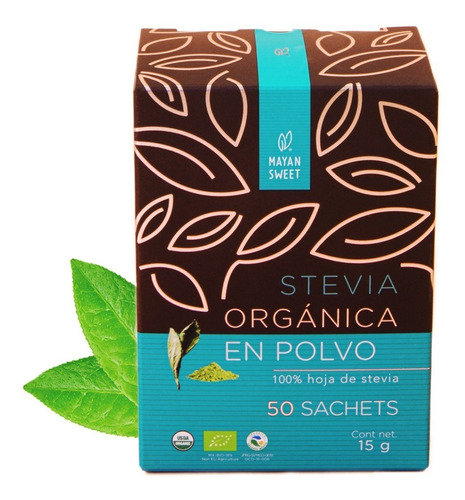 Stevia Orgánica En Sobres, 50 Sobres, Mayan Sweet