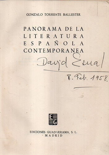 Panorama De La Literatura Española Contemporanea 