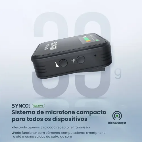 Microfone Lapela Duplo Sem Fio Synco G2-a2 Pro Smartphone