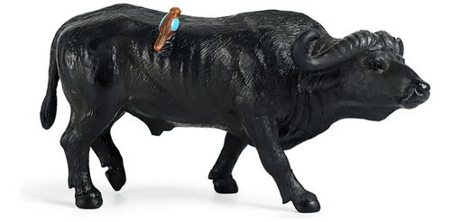 Búfalo Negro Modela Figuras De Aves Salvajes Sobre Ganado
