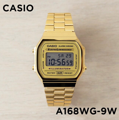 Reloj Casio Vintage Unisex A-168wgg Color Del Bisel Dorado