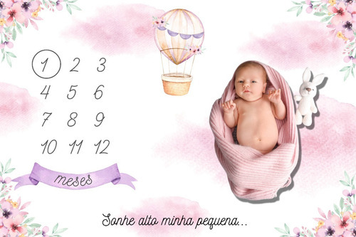 Tapete Cenário Para Foto Bebê Mêsversário Balão Rosa Cor Rosa Desenho Do Tecido Balão Rosa