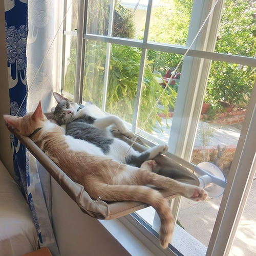 Imagen 6 de 9 de Cama Gatos Cuna Hamaca Ventana Descanso Colgante Ventosas