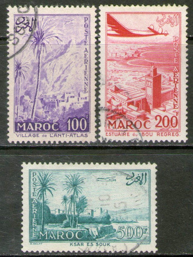 Marruecos Francés 3 Sellos Aéreos Usados Estuario Año 1955