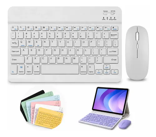 Kit Teclado ​Mouse Bluetooth Magnético Para Tablet E Celular Branco