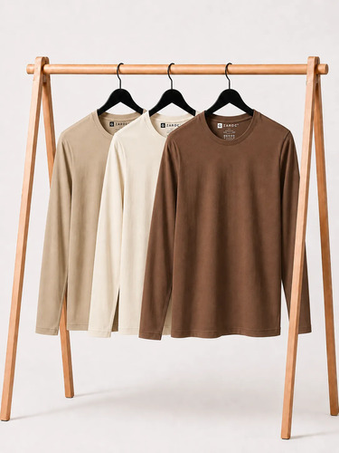 Kit 3 Camiseta Manga Longa Masculina Slim Algodão 30.1 Zaroc