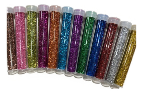 Set De 12 Escarchas Brillantes Para Slime O Manualidades