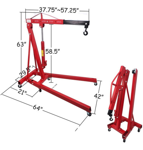 Imagen 5 de 8 de Gato Grua Para Motores Eleva Motor De 2 Tonelada