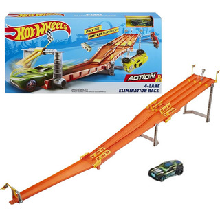 Hotwheels Pista Carrera Supervivencia Eliminación 4 Carriles