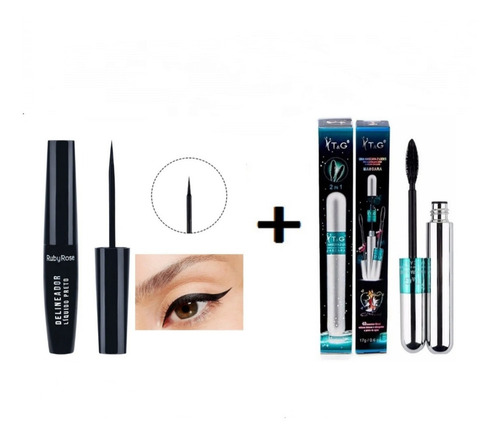 Imagem 1 de 8 de Kit C/ 1 Rimel 4d Tango + 1 Delineador Líquido Ruby Rose