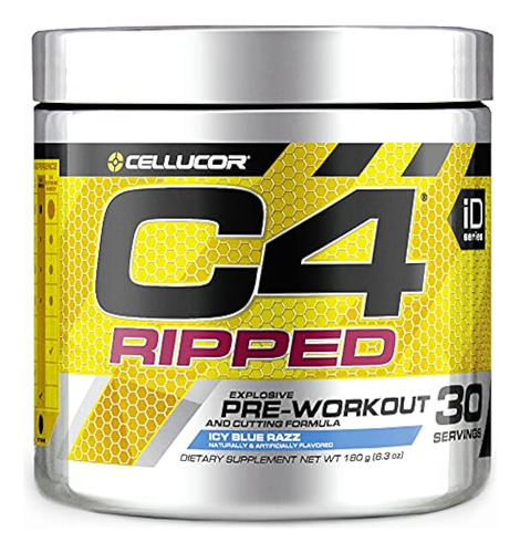 C4 Ripped Pre Workout Powder Icy Blue Razz | Suplemento Ener