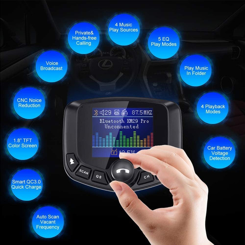 Nulaxy Bluetooth Fm Transmitter For Car, Auto Search Fm B...