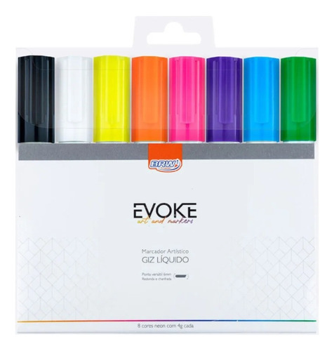 8 rotuladores Ekove Neon Liquid Giz, color Brw