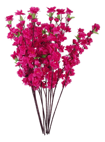 10 Ramo De Flores De Durazno Artificial Con 3 Tallos De