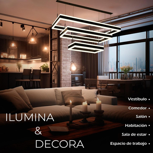 Lampara Colgante, Tres Rectángulos En Dimensión.