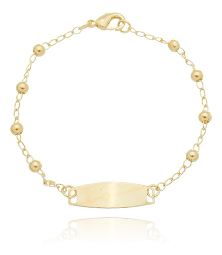 Pulseira Infantil Menina Menino Nome Gravada Banho  Ouro18k 