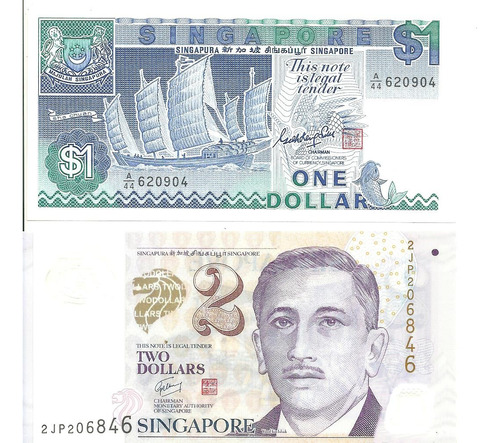 Singapur: 2 Billetes Año 1987/2005 ¡sin Circular!