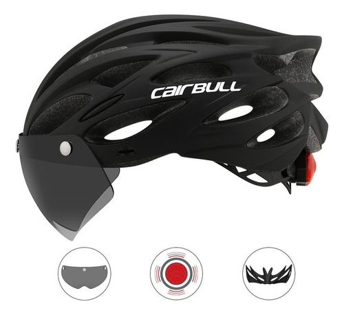 Cairbull - Casco Para Bicicleta De Montaña Con Lente Negro L