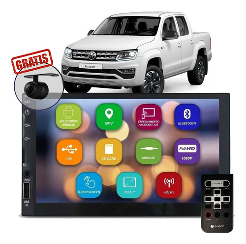 Central Multimídia Android Gps Wifi Câmera Vw Amarok 2016