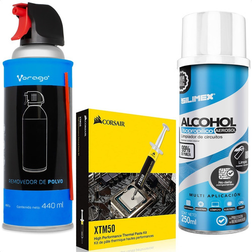 Kit Pasta Termica + Aire Comprimido + Alcohol Isopropilico