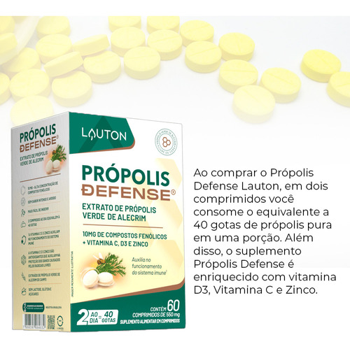 Própolis Verde Alecrim Lauton Com Vit. C/d3 Zinco 60comp