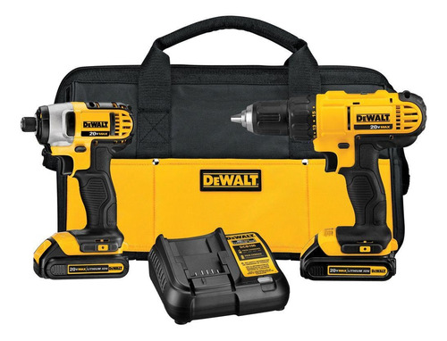 Combo Dewalt Taladro+llave De Impacto 20 Volt Li-on + Bolsa