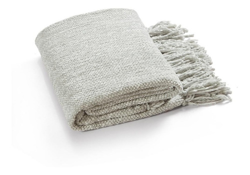 Imagen 1 de 3 de Pie De Cama Manta Tejida Chenille Importada Usa - Gris Claro
