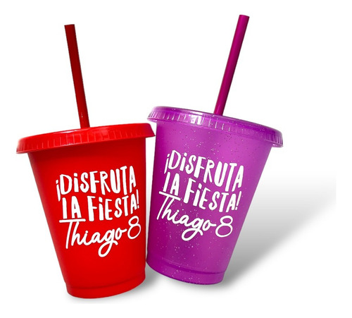 Vaso Con Popote 470 Ml. 50 Piezas Personalizadas