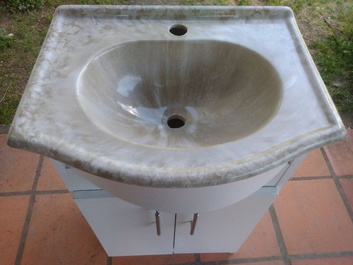 Imagen 2 de 4 de Muebles De Baño + Bacha / Pileta Veteada De Mármol Cultivado