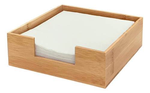 Servilletero De Bambu Para Mesa, 7.5 X 7.5 Pulgadas, Cesta D